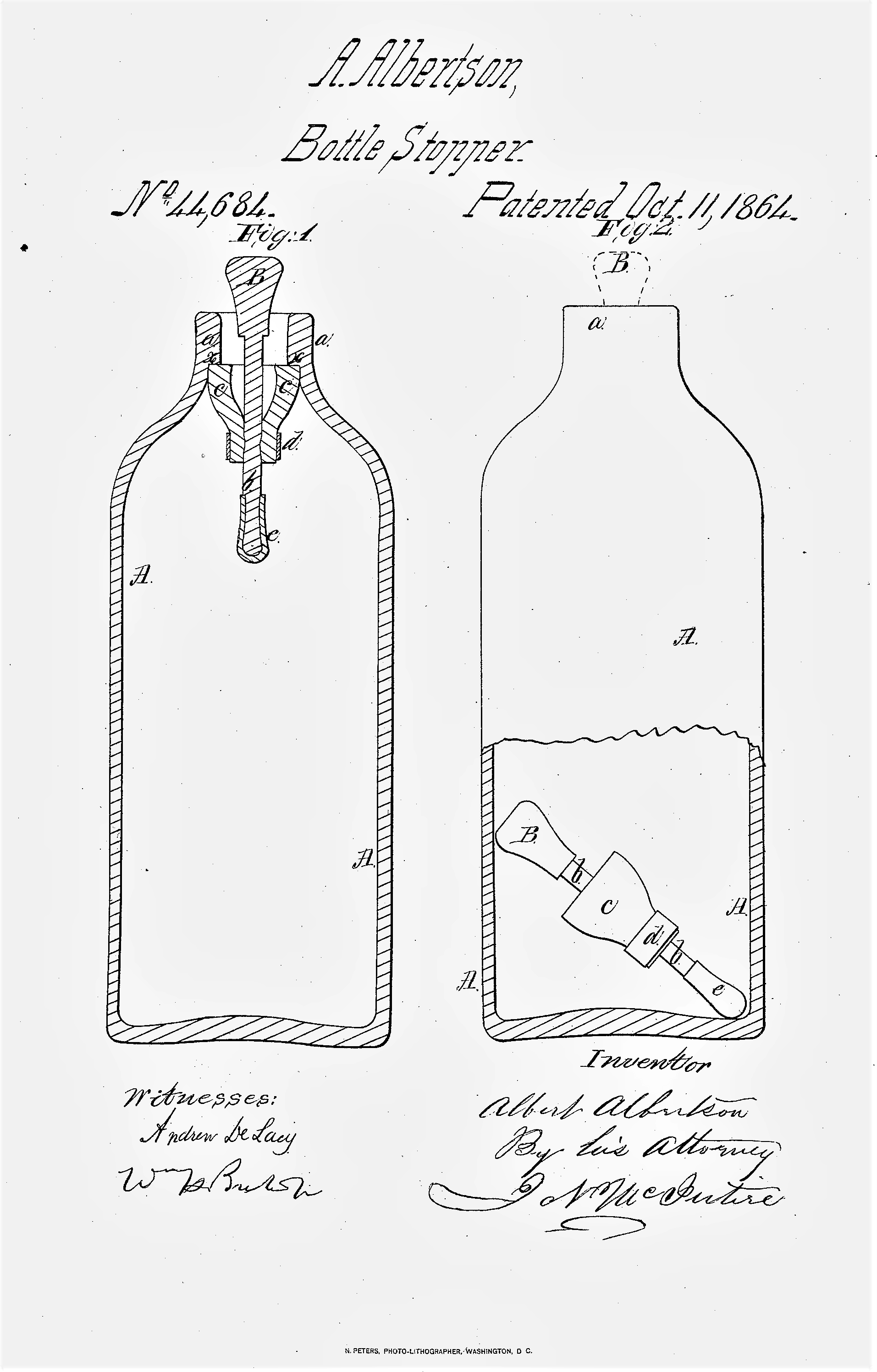 Albertson Bottle Stopper Patent 1864 Illustration.png