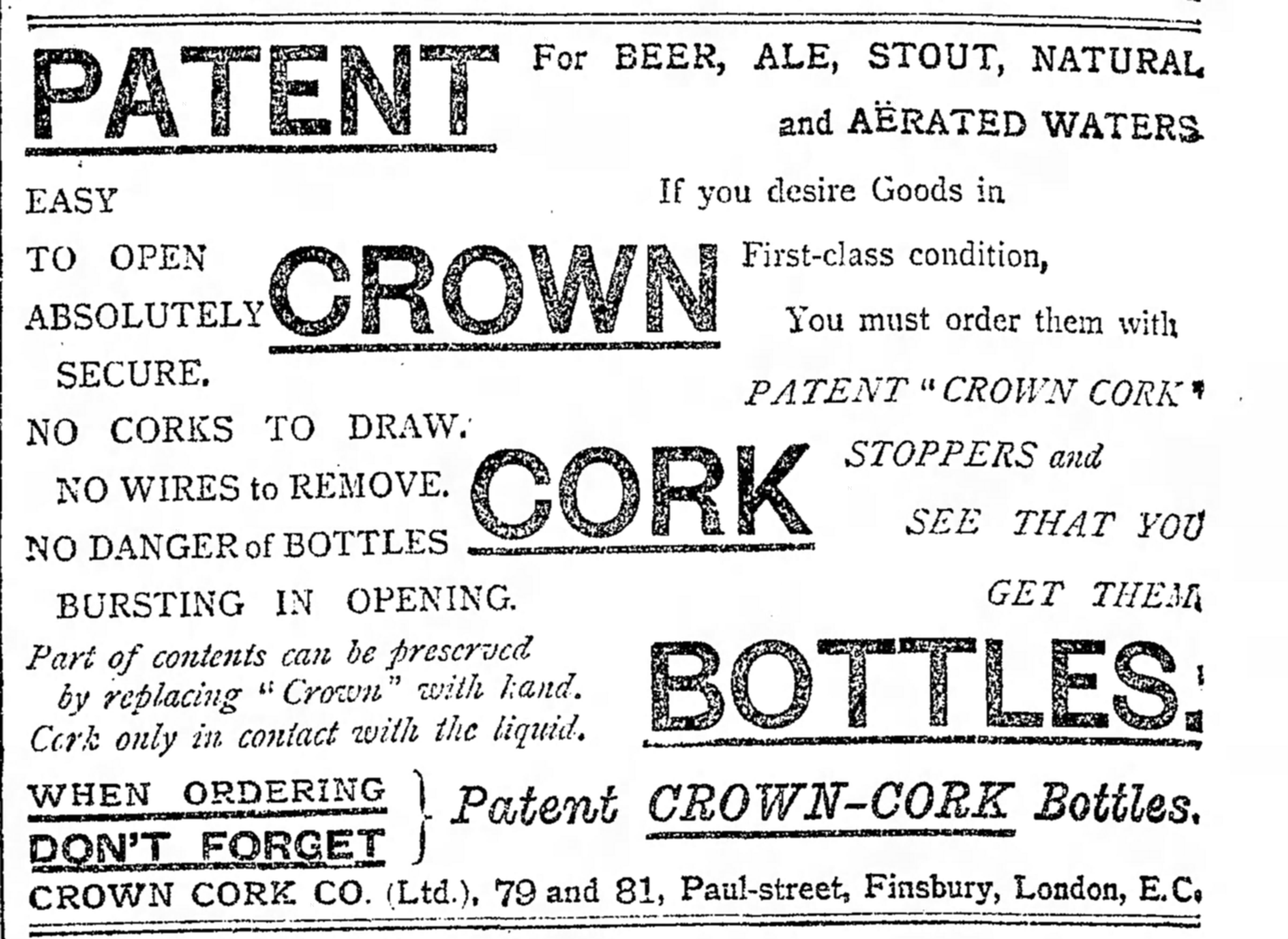 Crown Cork Bottles Patent_The_Pall_Mall_Gazette_London England_Fri__Dec_24__1897_.jpg