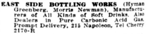 East Side Bottling Works Morris Newman 1914  Detroit Directory.jpg