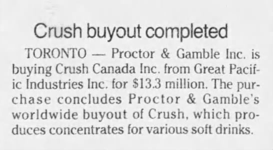Orange Crush-sold to Proctor and Gamble- The Province, 01 Mar 1984, Thu, Main Edition, Page 32 .jpg