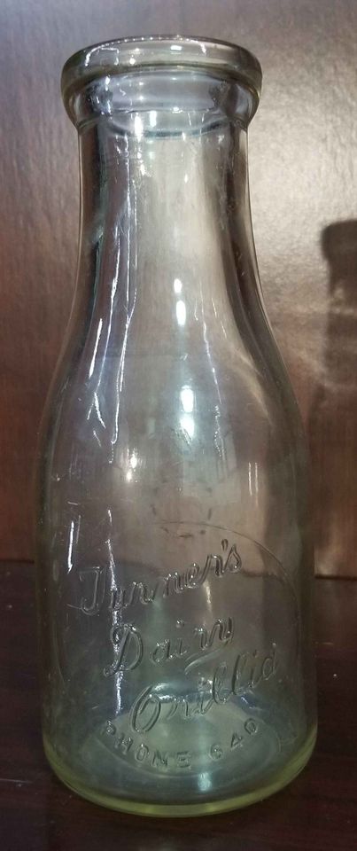 Turners Dairy - Orillia Ontario milk jug | Antique Bottles, Glass, Jars ...