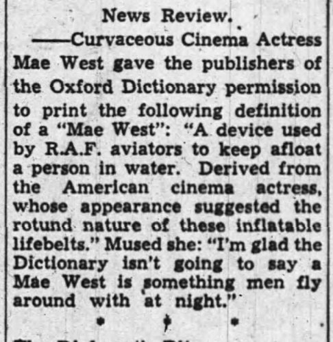 Mae West WWII Ottawa Journal Canada Sept 9, 1943.jpg