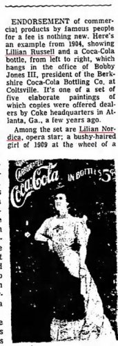 Coca Cola Lillian Russell The Berkshire Eagle Pittsfield Mass Feb 5, 1970 (3).jpg