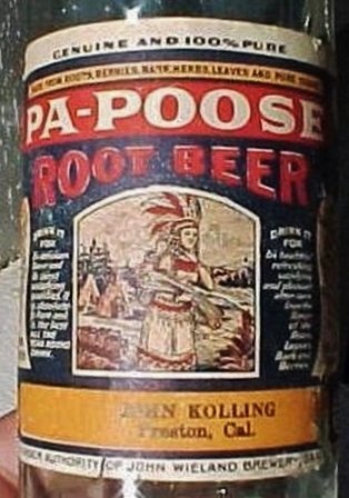 Pa Poose Root Beer Bottle Paper Label $25.00 with chip Close Up.jpg