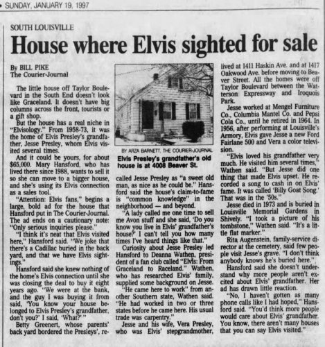 Elvis Presley's Grand Father Jesse Retired Pepsi Cola in 1964 Louisville Newspaper 1997 (2).jpg