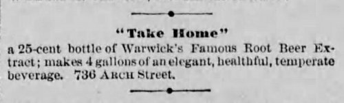 Warwick's Root Beer The Time Philadelphia June 14, 1882.jpg