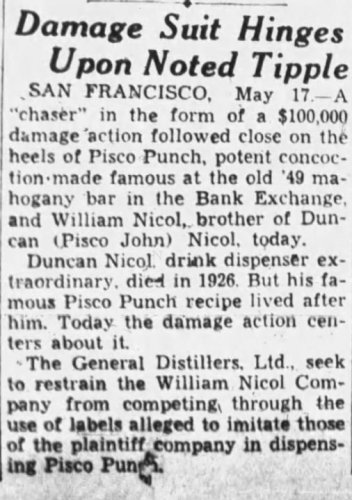 Pisco Punch- Oakland Tribune,  17 May 1934, Thu.jpg