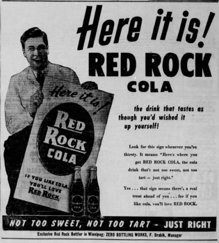 Zero Bottling Works-Red Rock Cola-  The Winnipeg Tribune, 7 Mar 1946, Thu (2).jpg