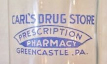 ACL Med Carl's Drug Store Prescription Pharmacy Greencastle, Pa. Round Label.jpg