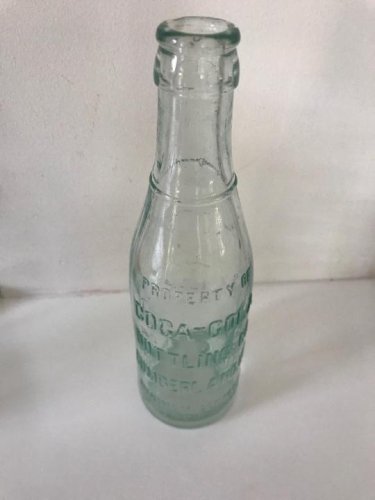 Rare Block letter Coca Cola green glass bottle, Cumberland MD.jpg