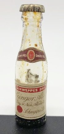 Schweppes Bottle Minature with Script Label.JPG