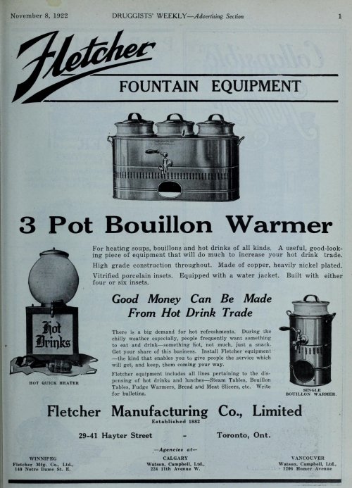 soda fountain - fletcher advert - druggists weekly nov 8 1922.jpg