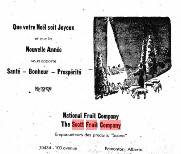 La survivance  Dec 17 1952  p6   ad for Scott Fruit Co and National Fruit Co in Edmonton  make...JPG
