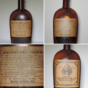Old Overholt Antique Medicinal Whiskey Bottle Flask