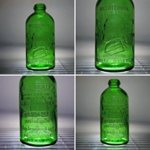 1976 Anchor Hocking Thomas Jefferson Bicentennial Bottle (Green)