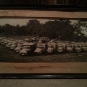 An old photograph of a fleet of Niagara Dry service trucks.