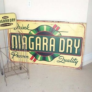 A Niagara Dry sign alongside a Niagara Dry rack