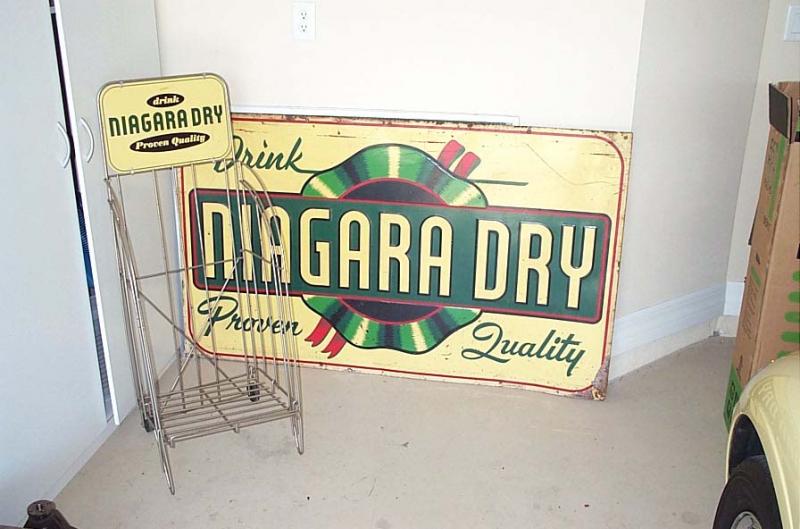 A Niagara Dry sign alongside a Niagara Dry rack